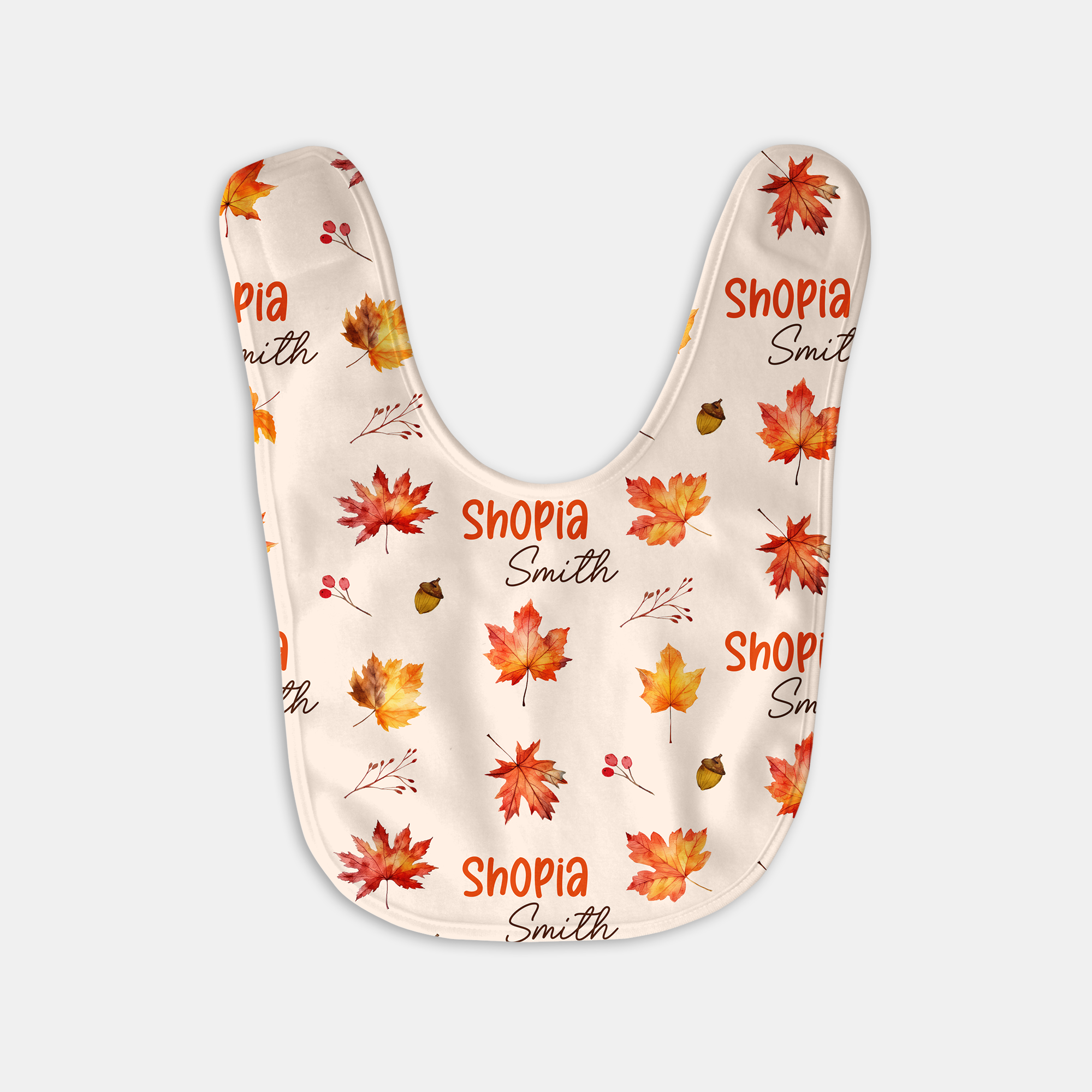 Personalized Bib and Burp Cloth Set in Autumn Leaves