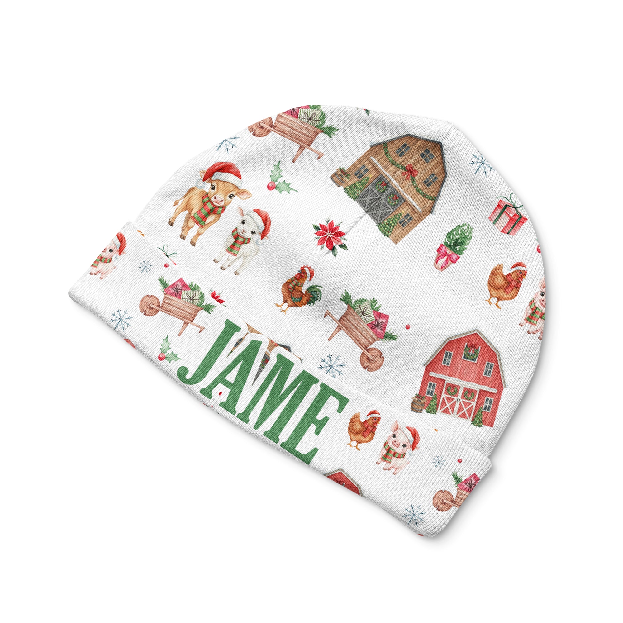 Personalized Beanie in Xmas Farm