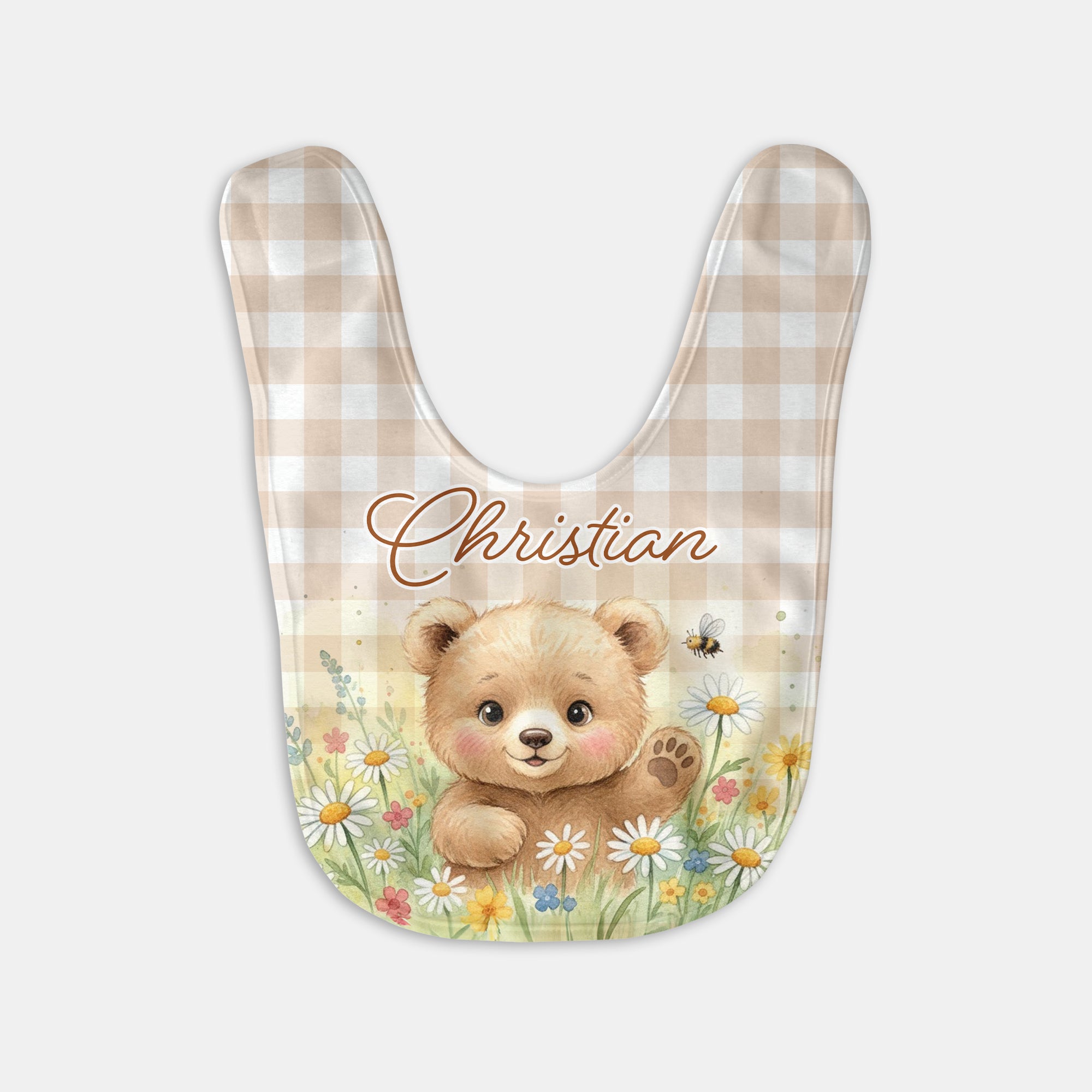 Personalized Bib and Burp Cloth Set in Cozy Bear