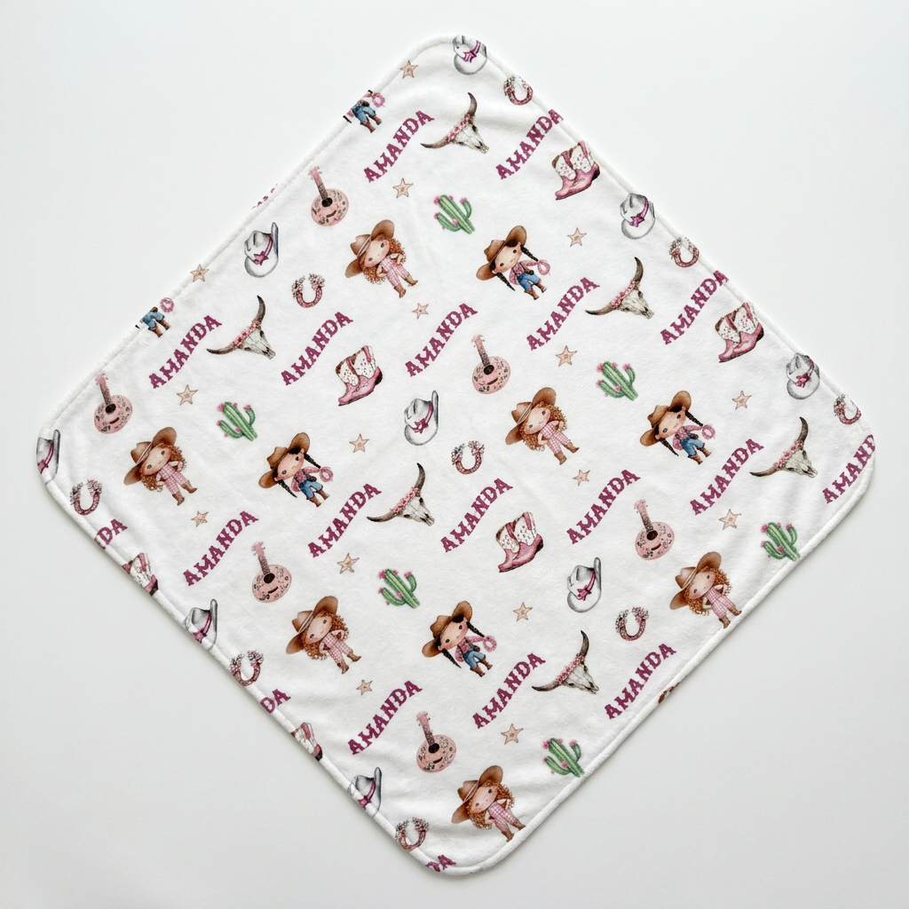Personalized Hooded Towel in Western Girl
