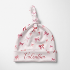 Personalized Knotted Hat in White Coquette Bow