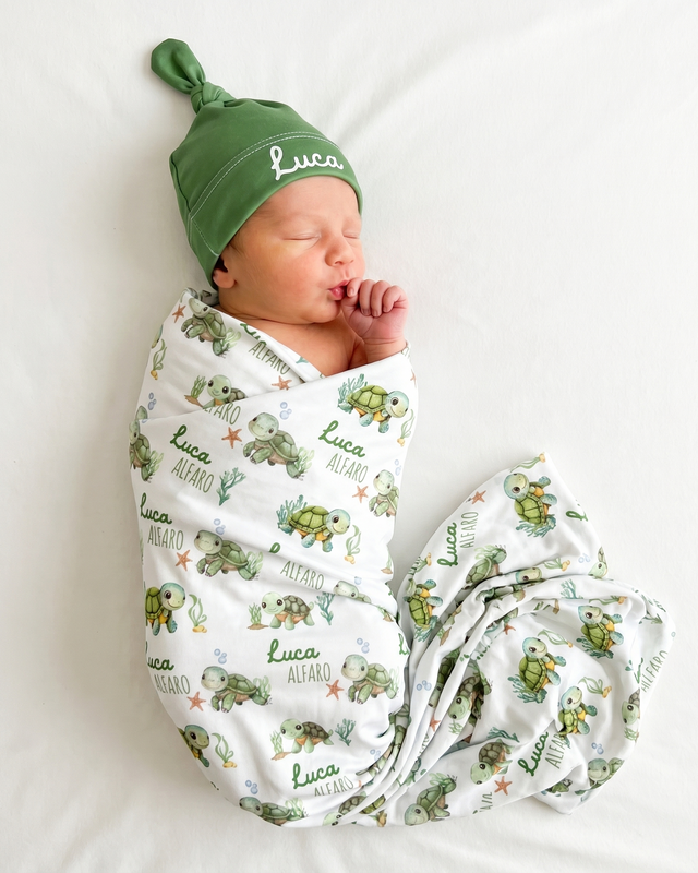 Personalized Swaddle in Sea Turtle