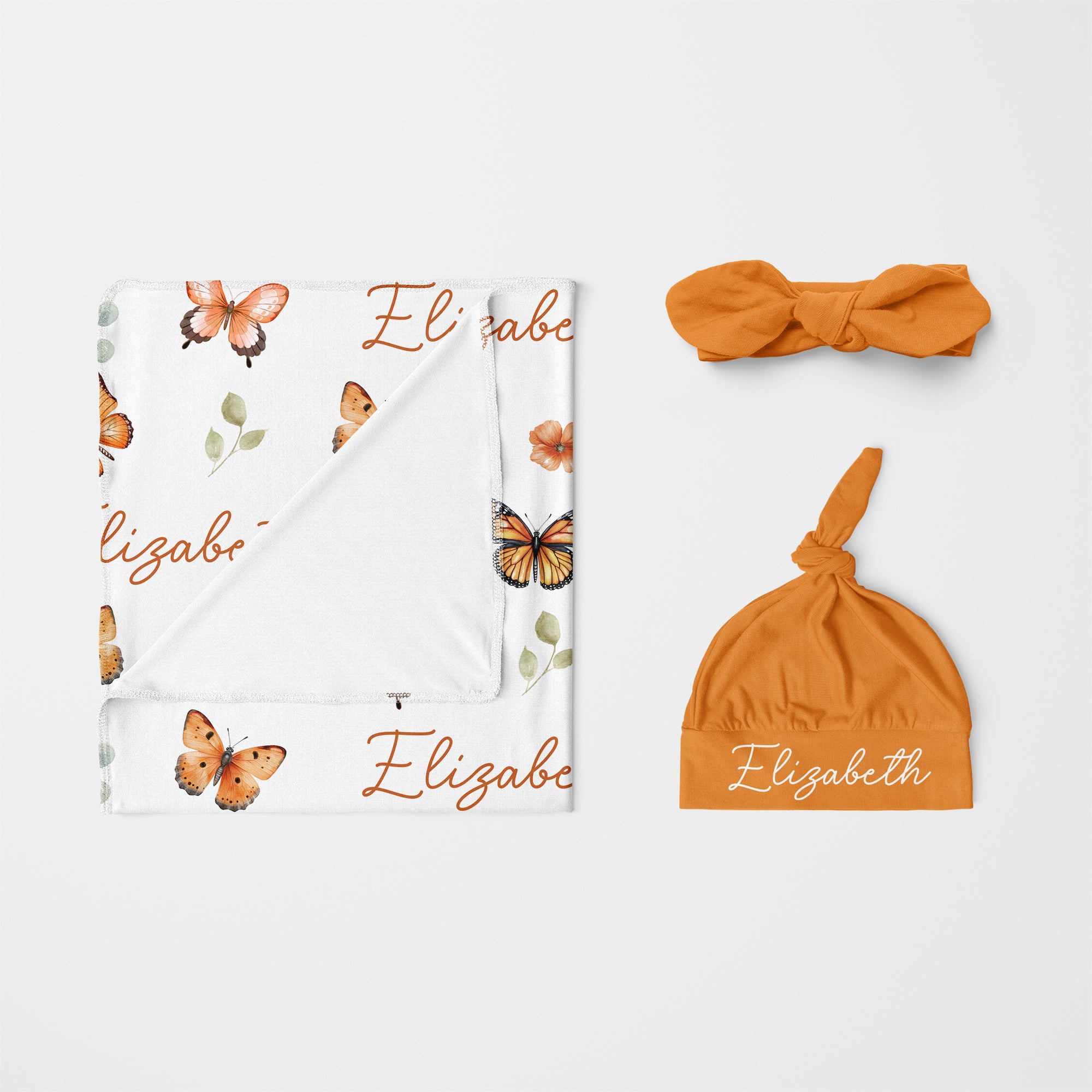 Personalized Knotted Hat in Orange