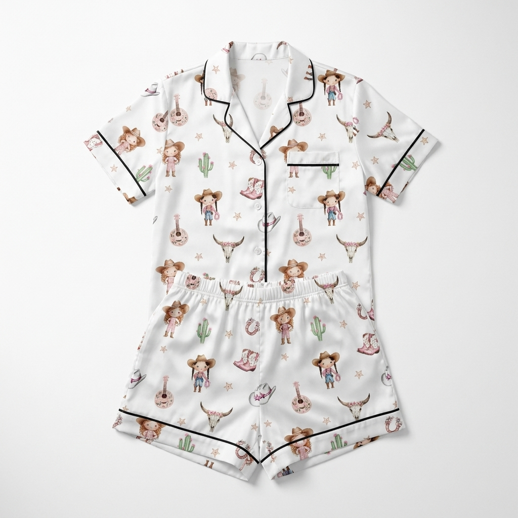 Short-sleeved Women's Pajama Set in Western Girl