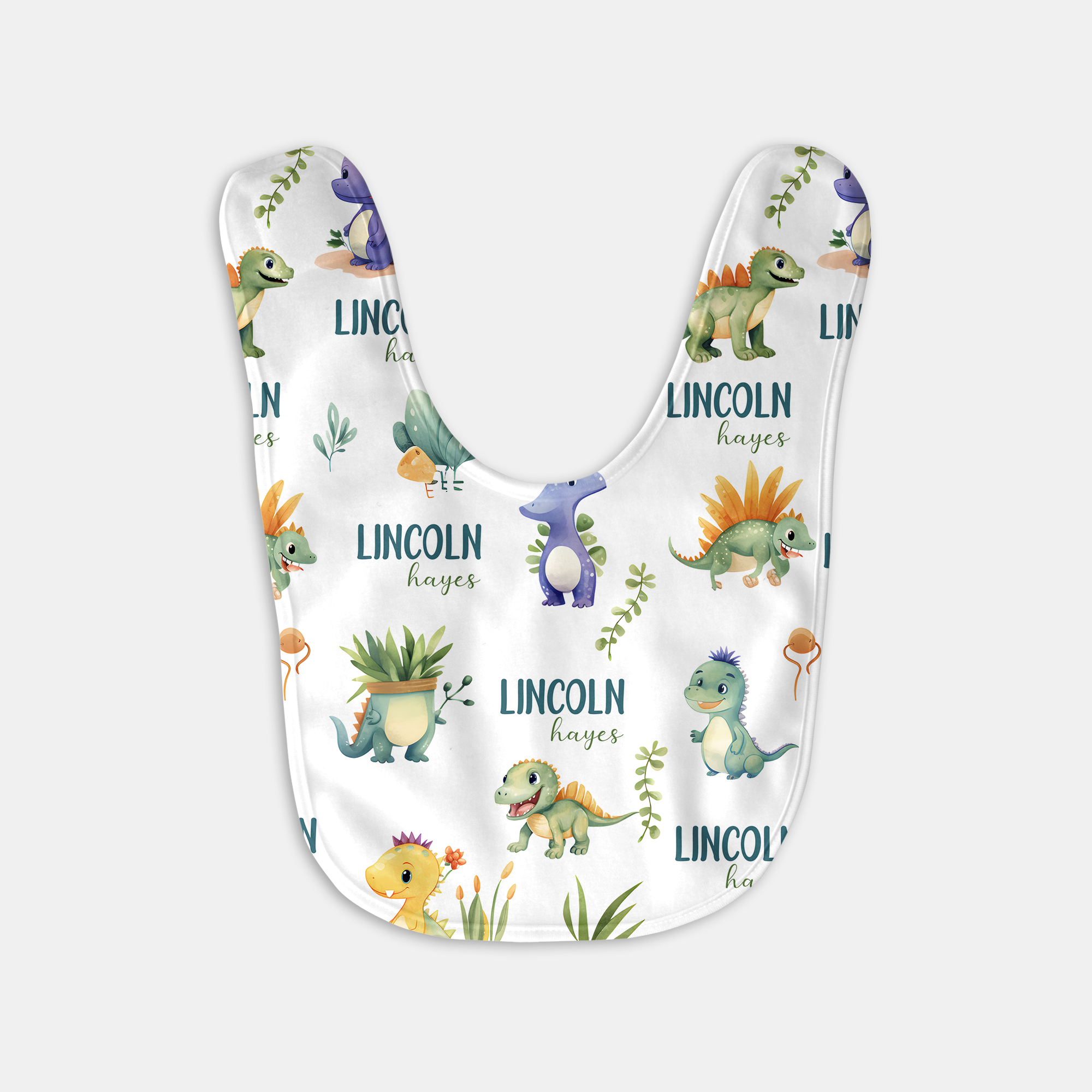 Personalized Bib and Burp Cloth Set in Dinosaur Boy