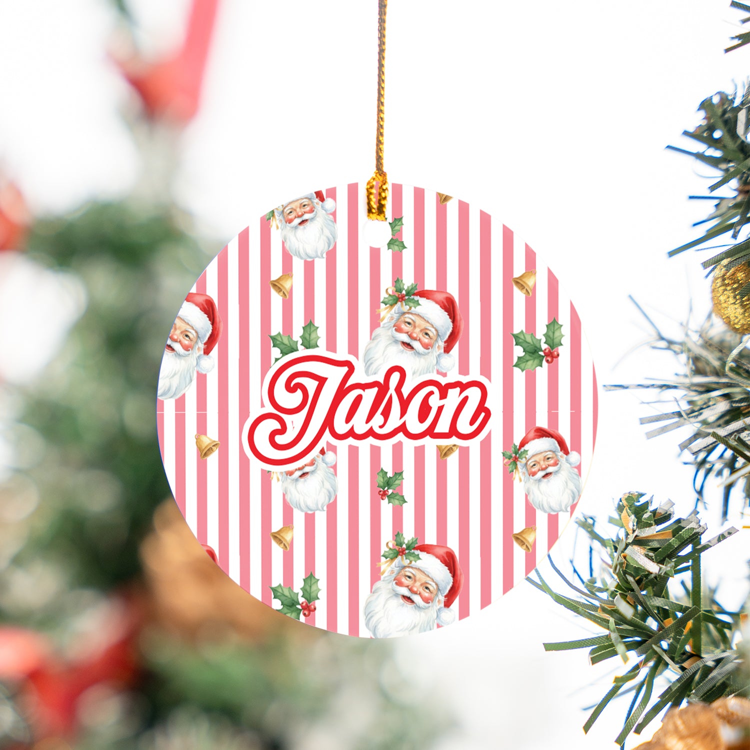 Personalized Ceramic Ornament in Santa Baby Circle