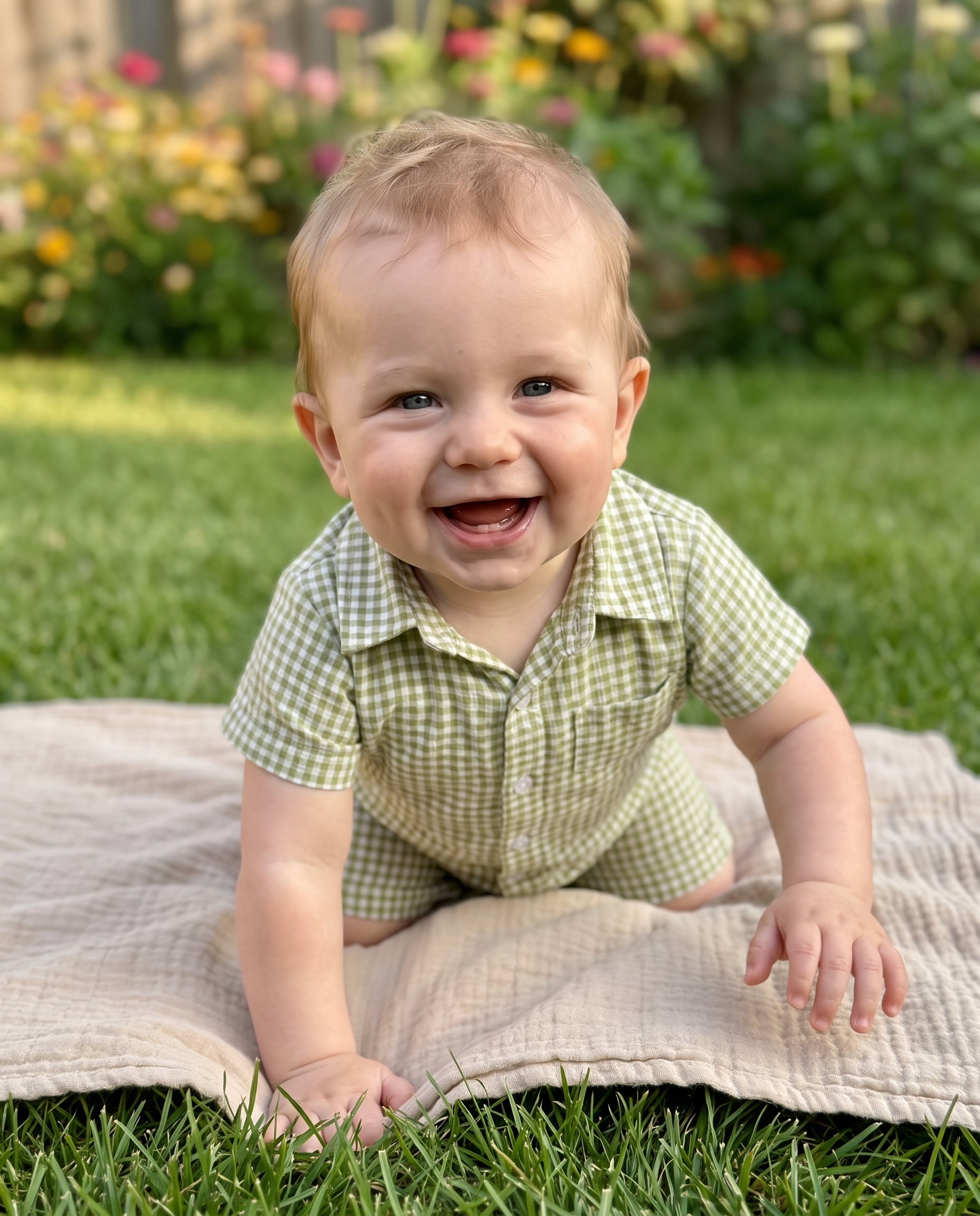 Plaid Collared Romper in Green