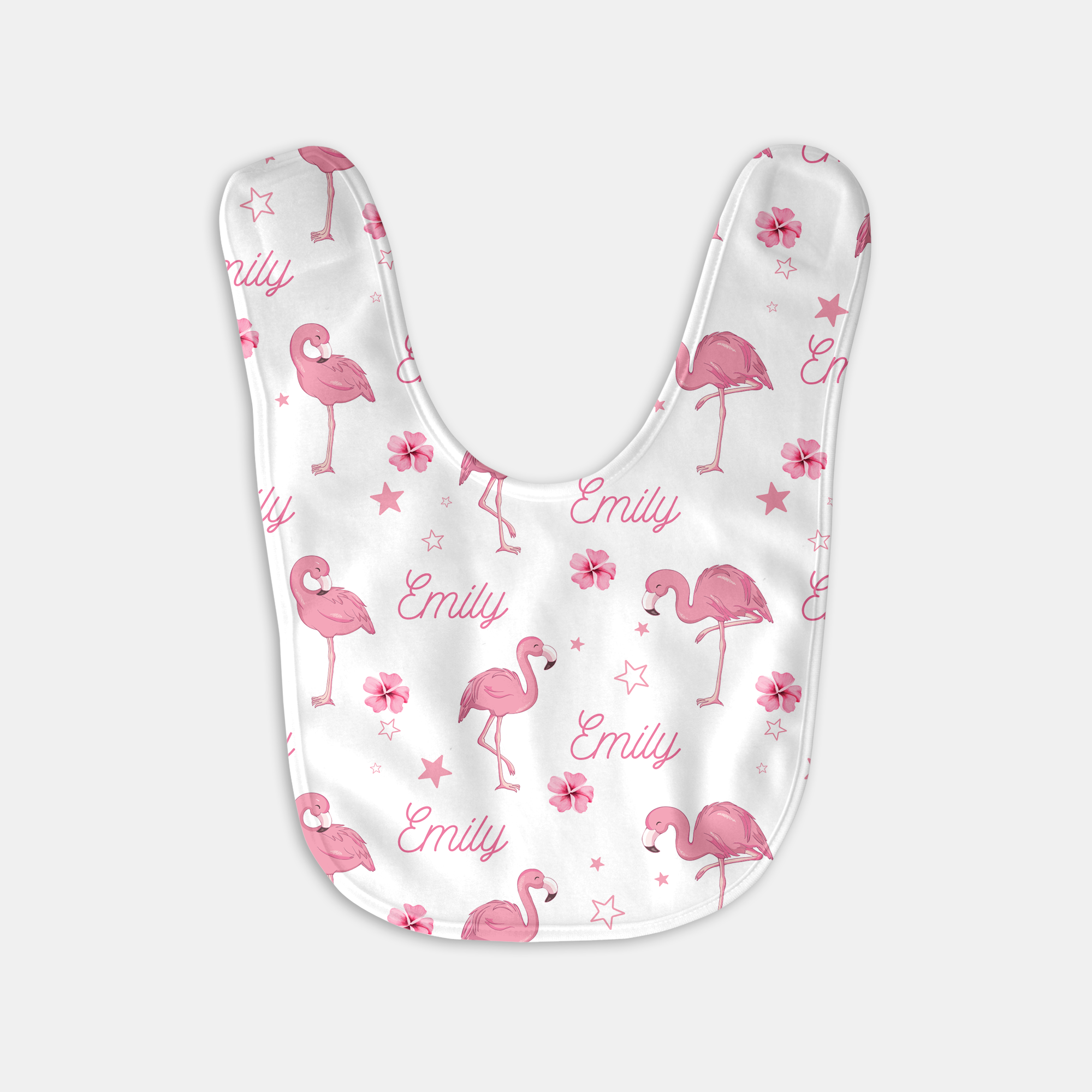 Personalized Bib and Burp Cloth Set in Flamingo