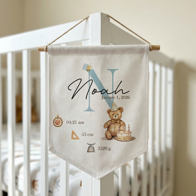 Birth Stats Shield Pennant