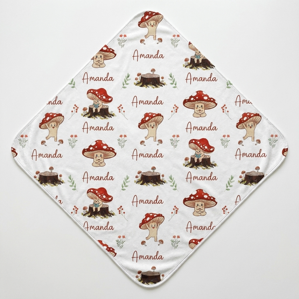 Personalized Hooded Towels in Mushroom