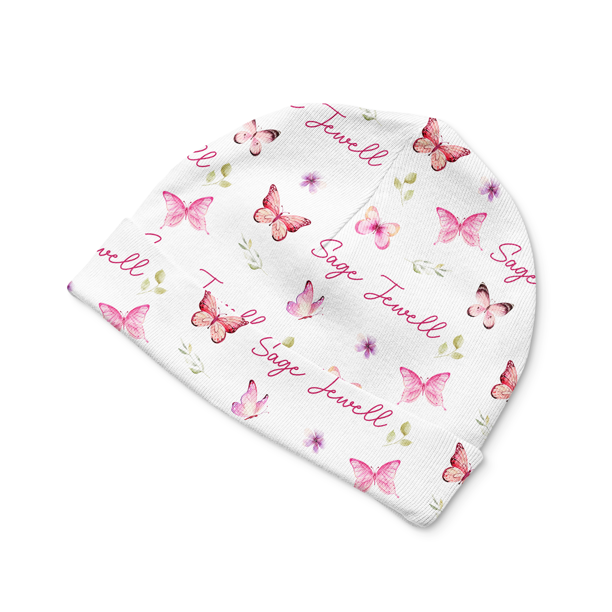 Personalized Beanie in Pink Butterfly