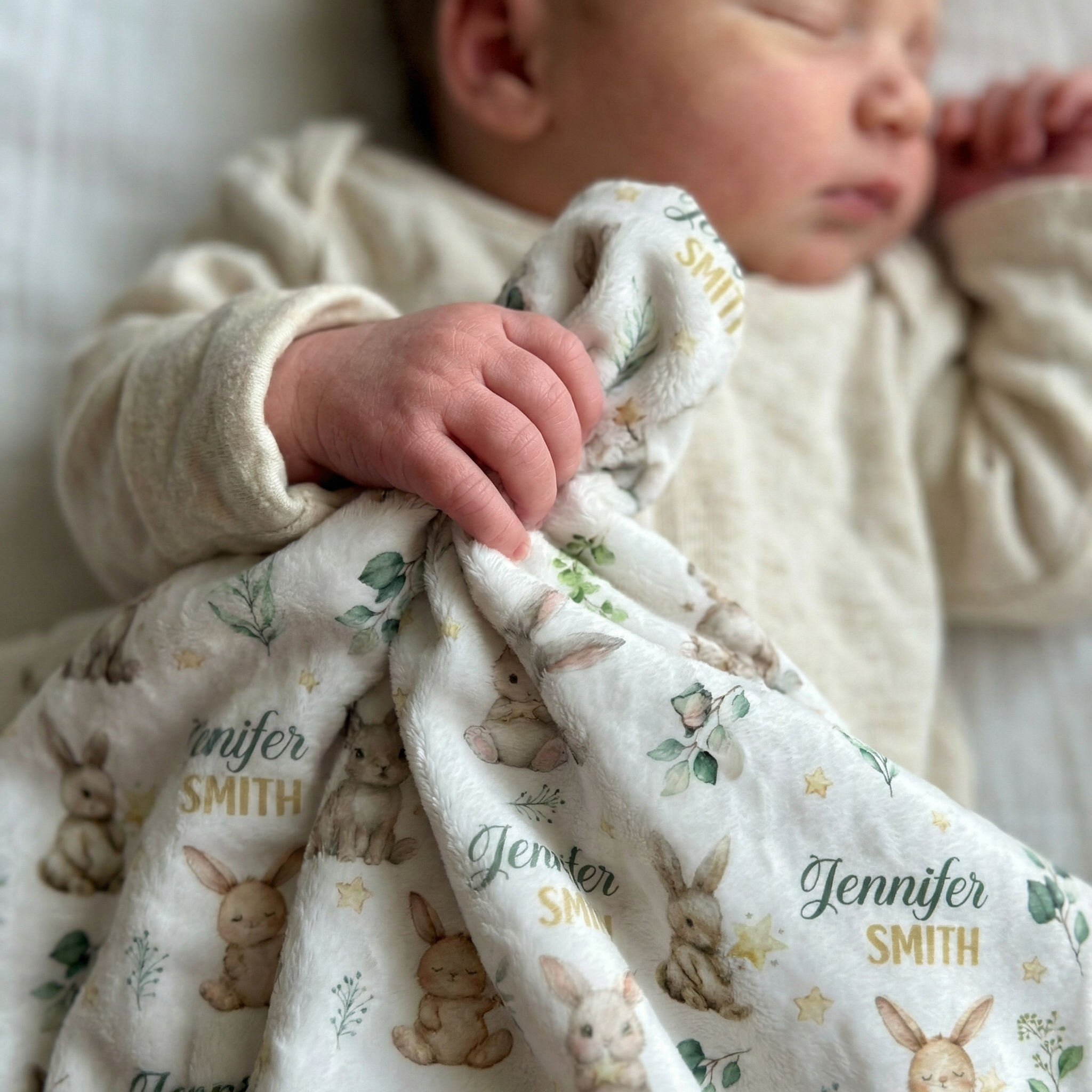 Personalized Lovey Blanket in Bunny Garden
