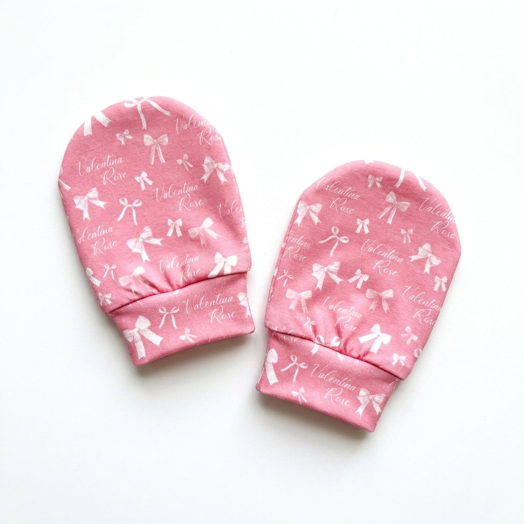 Personalized Mittens in Pink Coquette Bow