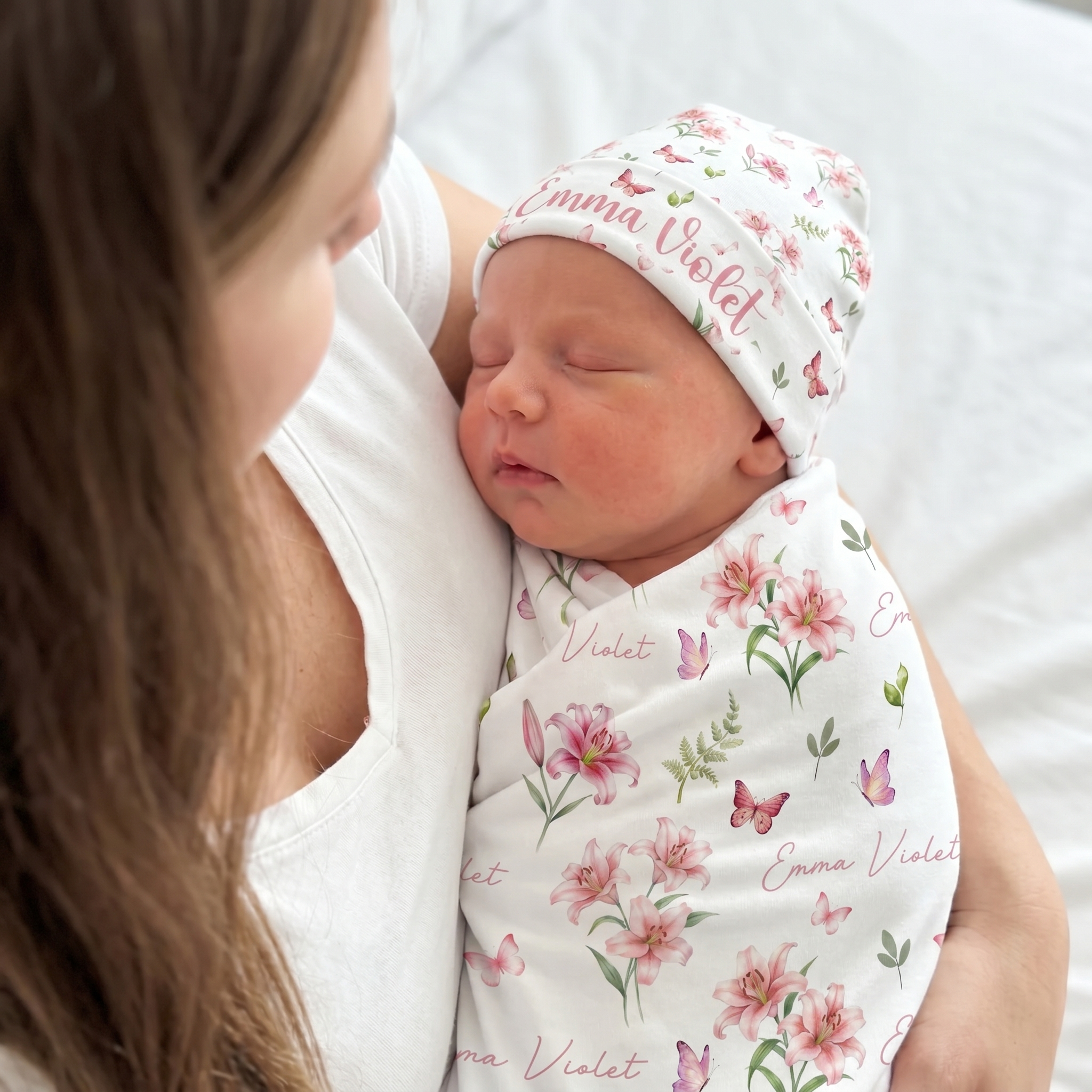 Personalized Beanie in Pink Lilys