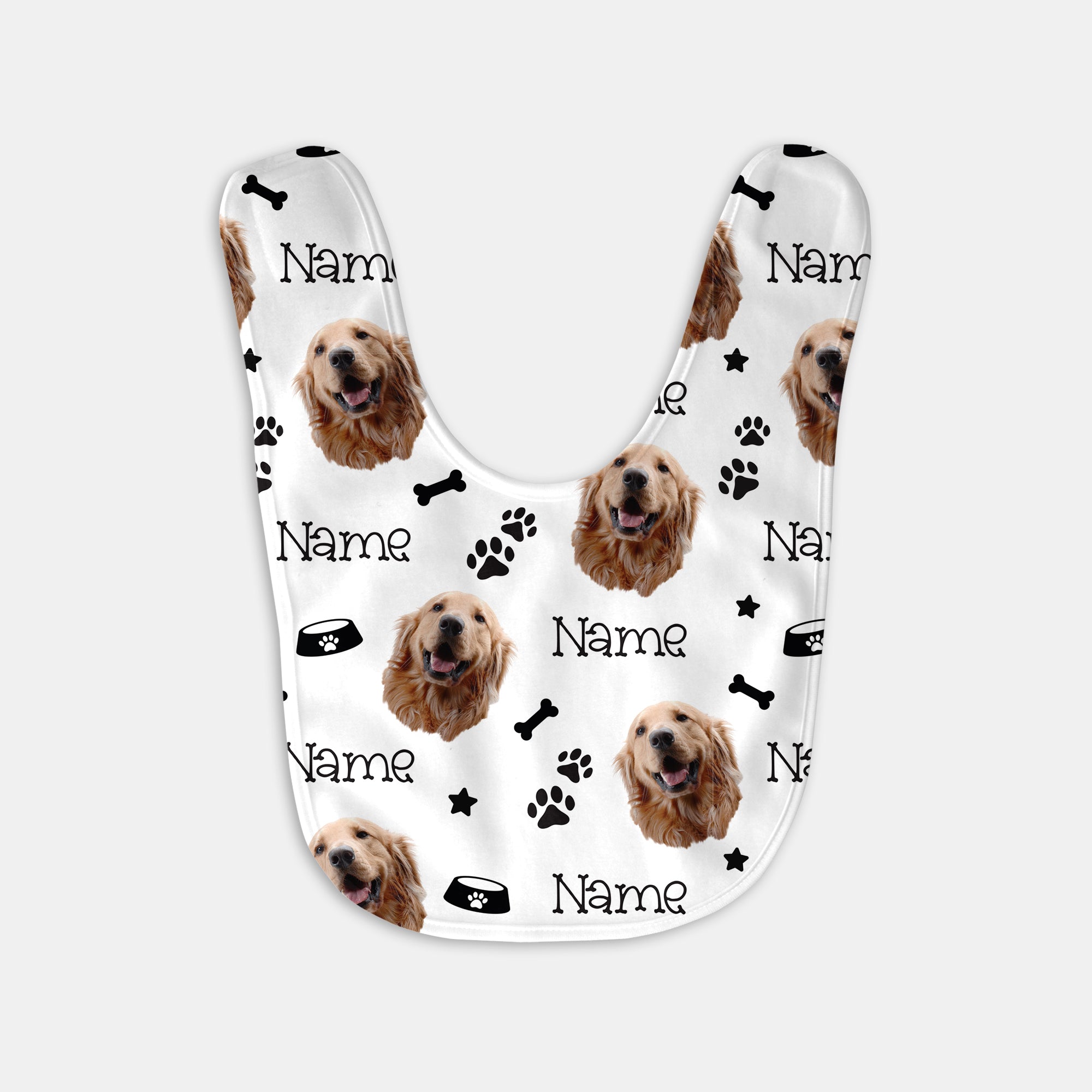 Personalized Bib and Burp Cloth Set in Custom Dog Portrait