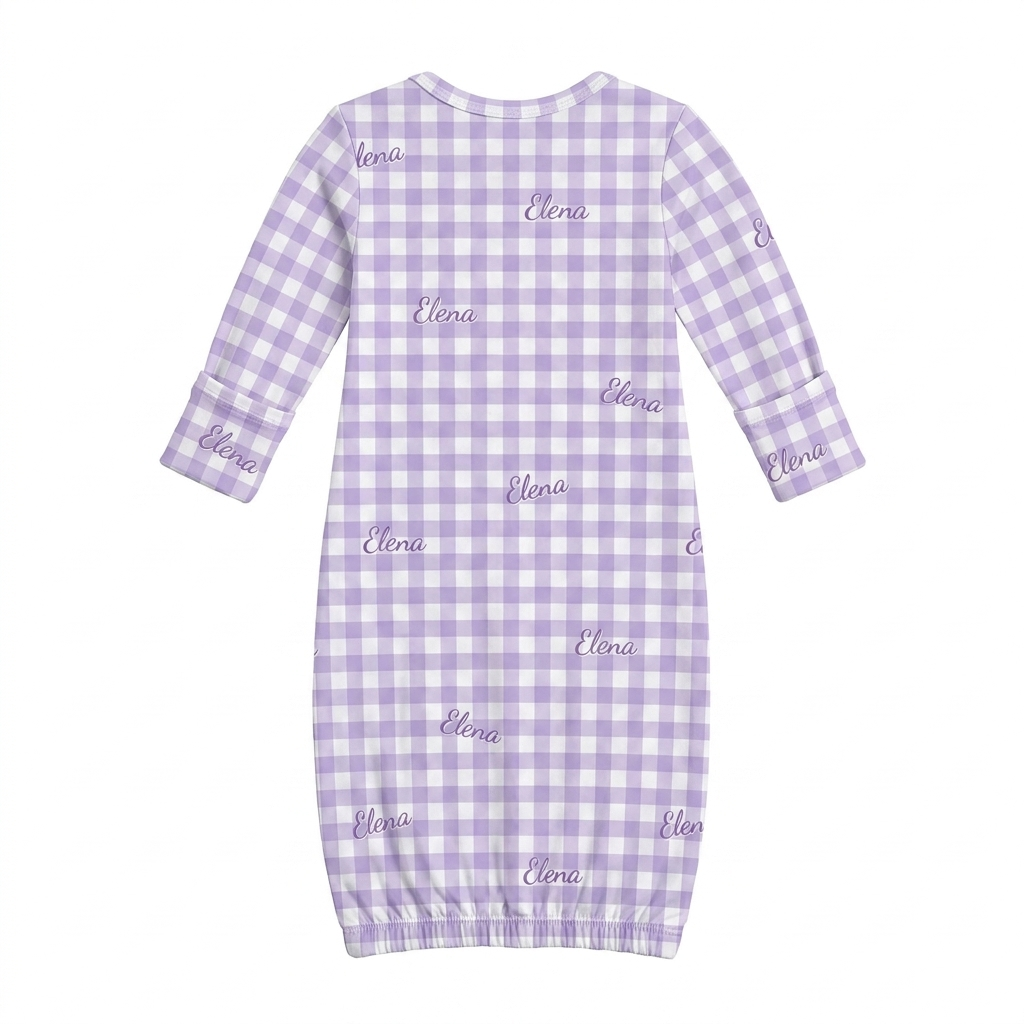 Personalized Sleep Gown in Lilac Gingham