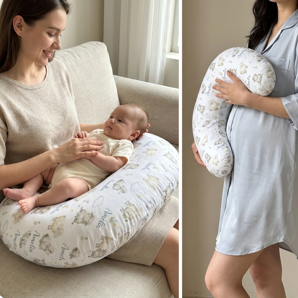 Personalized Nursing Pillow Cover in Lamb