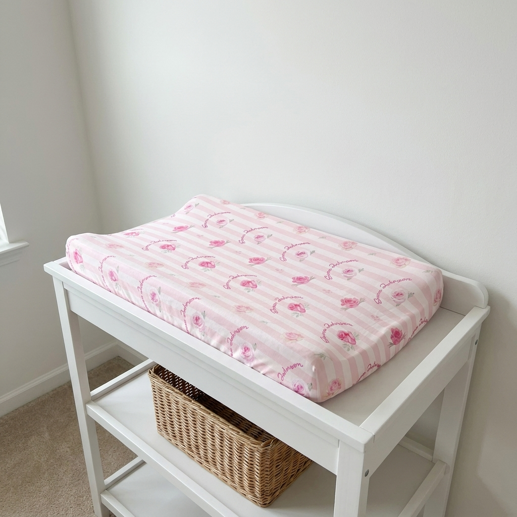 Personalized Changing Pad Cover in Rosy
