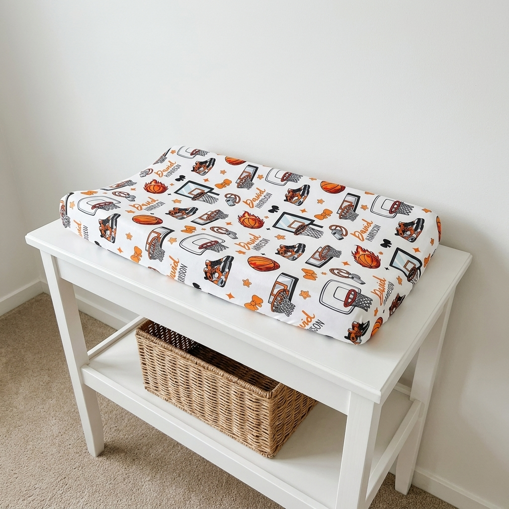 Personalized Changing Pad Cover in Basketball