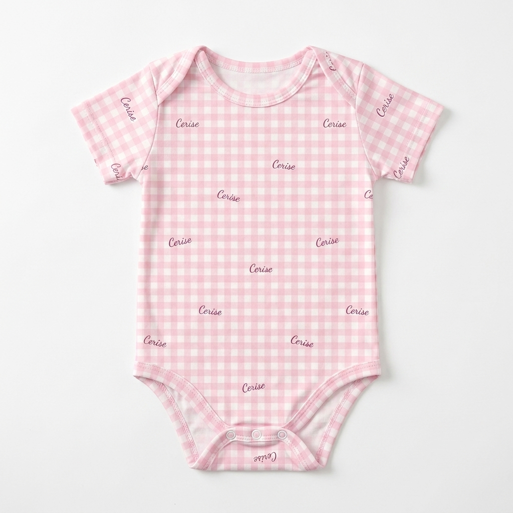 Personalized Bodysuit in Cherry Blossom Gingham