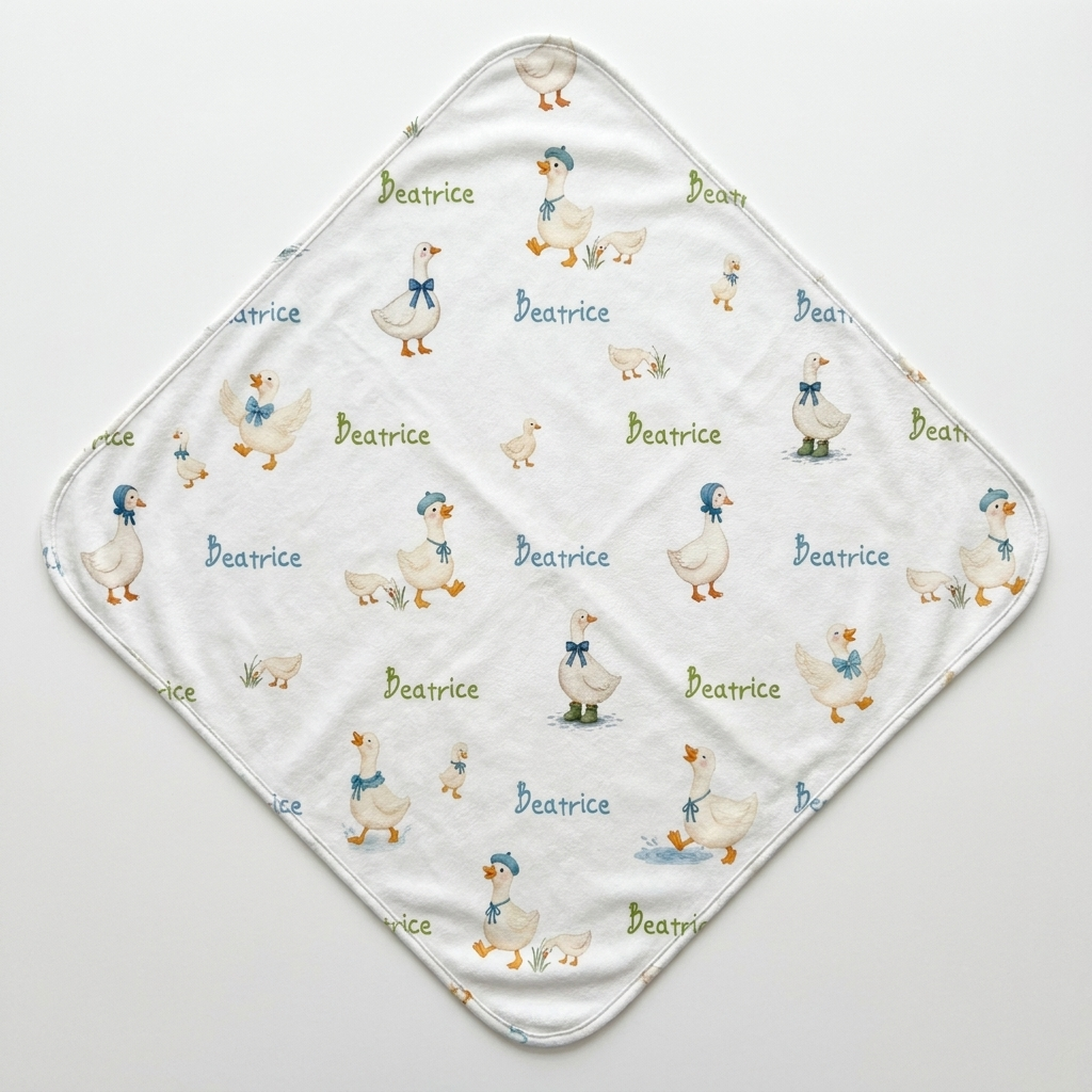 Personalized Hooded Towel in Silly Goose
