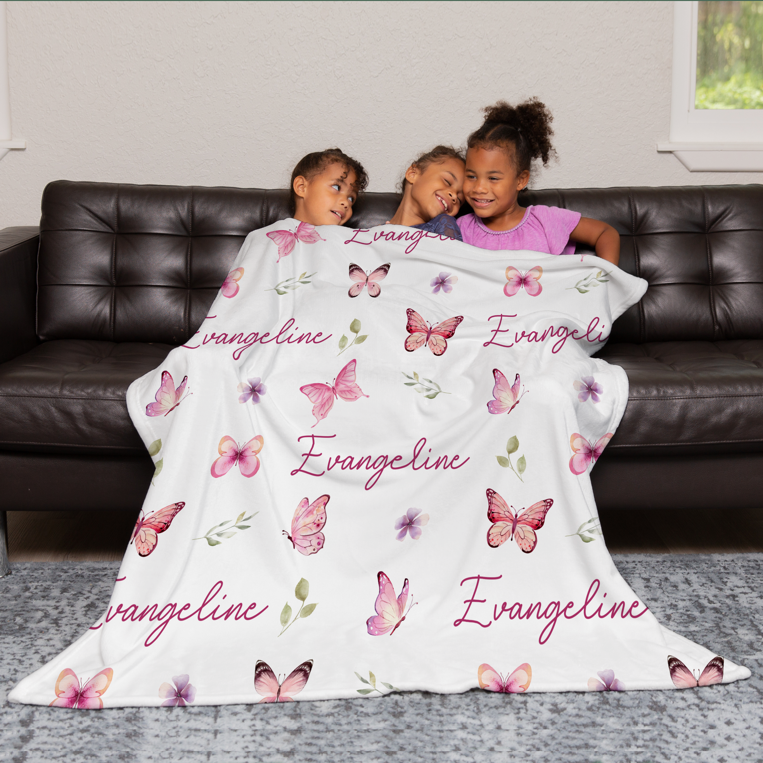 Personalized Blanket in Pink Butterfly