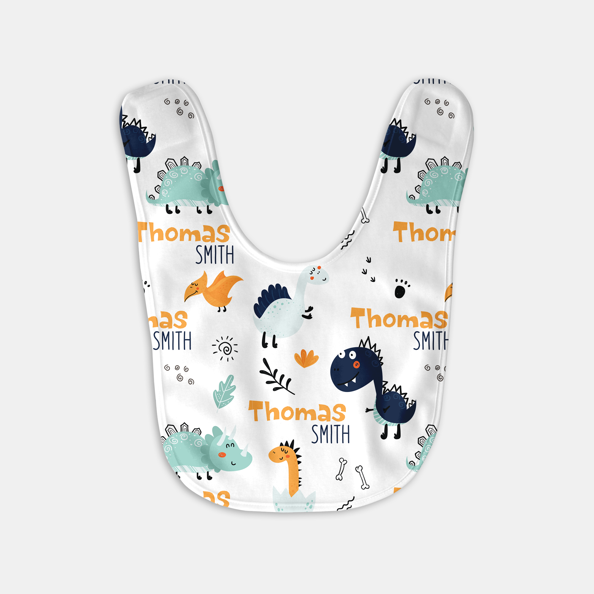 Personalized Bib and Burp Cloth Set in Cute Dinosaur