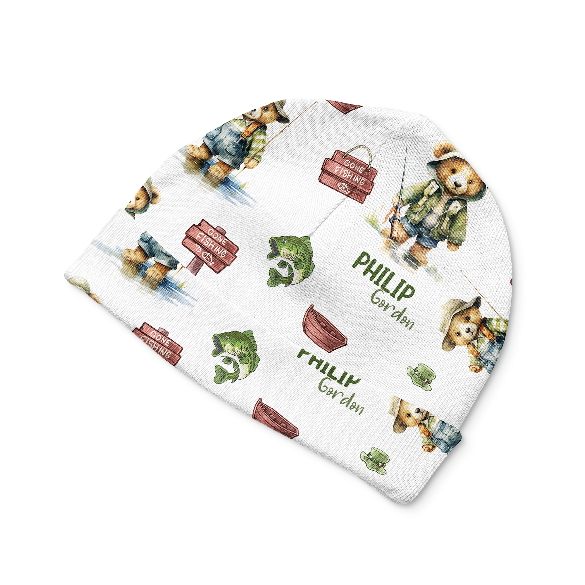 Personalized Beanie in Bear Fishing