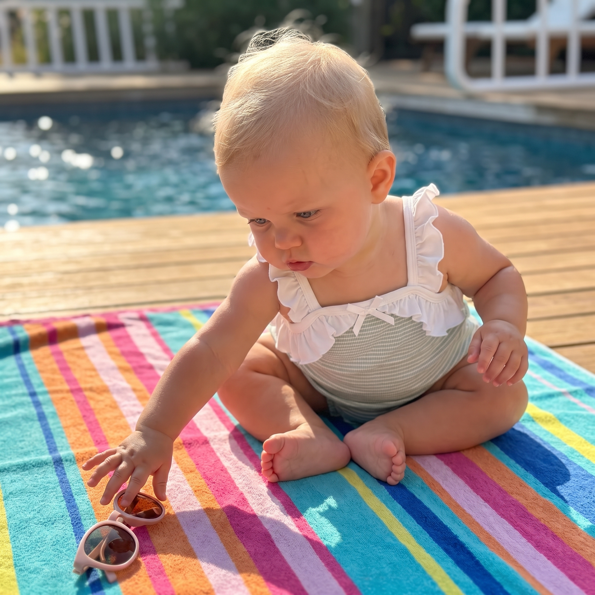 Sleeveless Stripes Ruffle Romper in Green