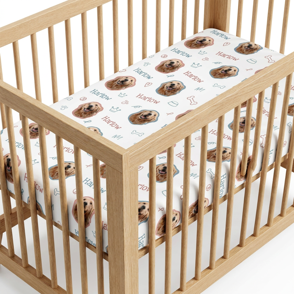 Personalized Crib Sheet in Puppy Portrait