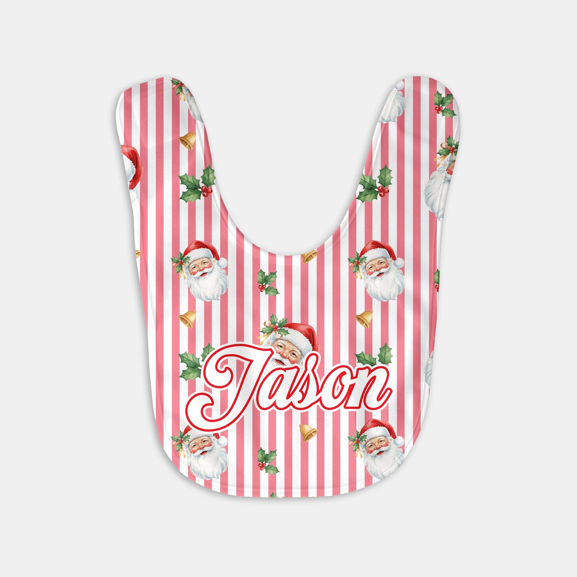 Personalized Bib and Burp Cloth Set in Santa Baby