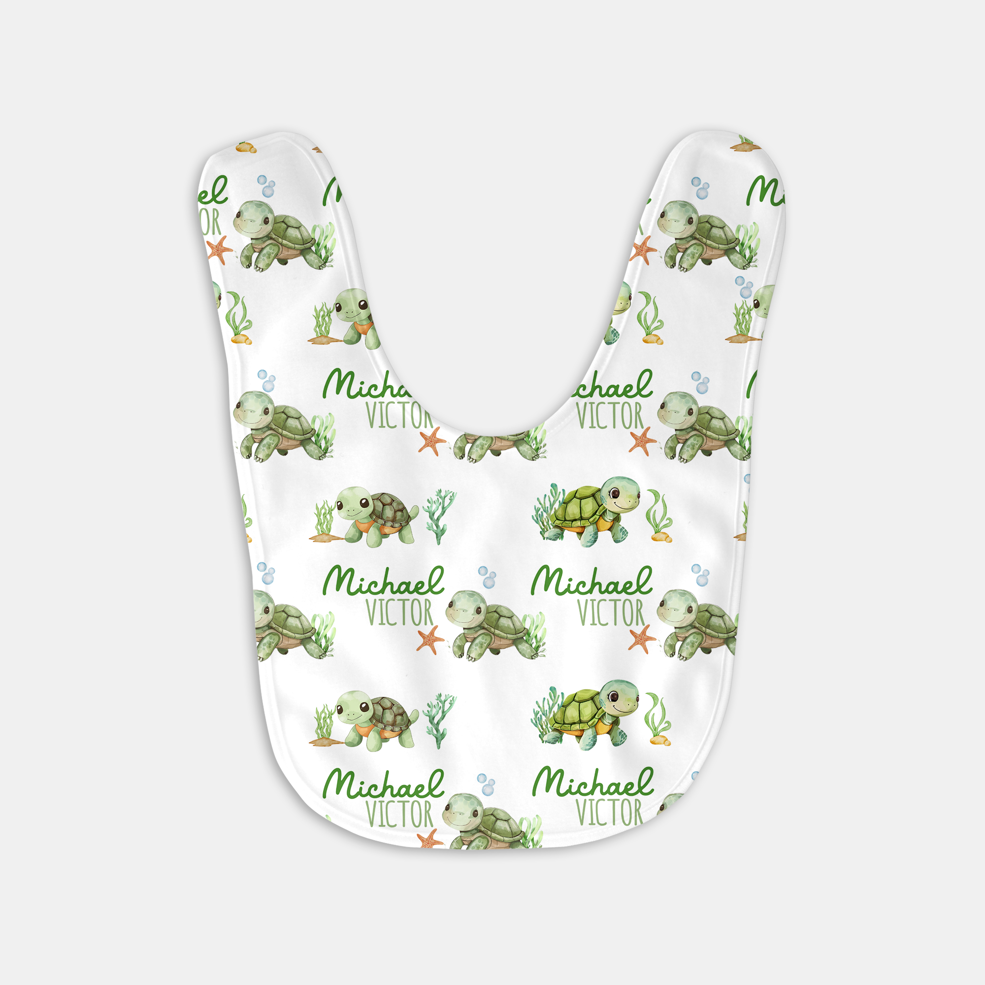Personalized Bib and Burp Cloth Set in Sea Turtle