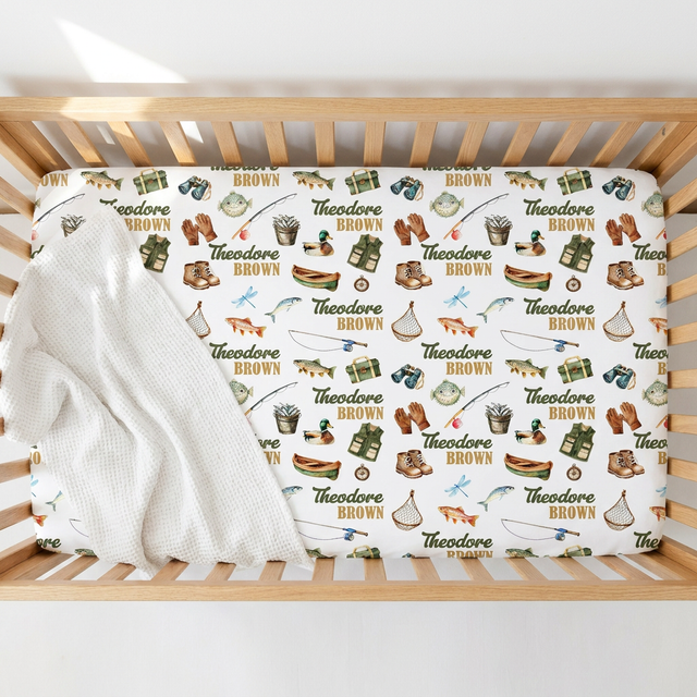 Personalized Crib Sheet in Fishing Buddy