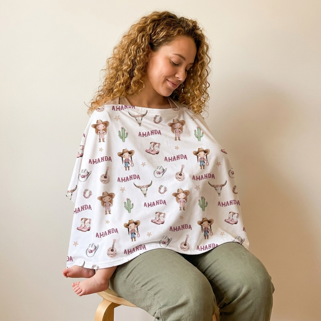 Personalized 5-in-1 Nursing Cover in Western Girl
