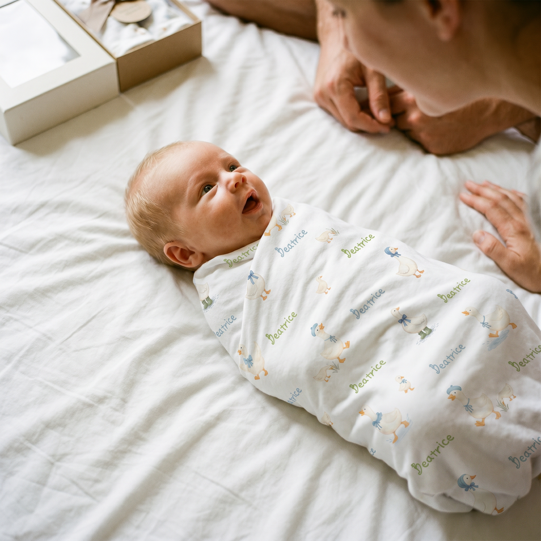 Personalized Swaddle in Silly Goose