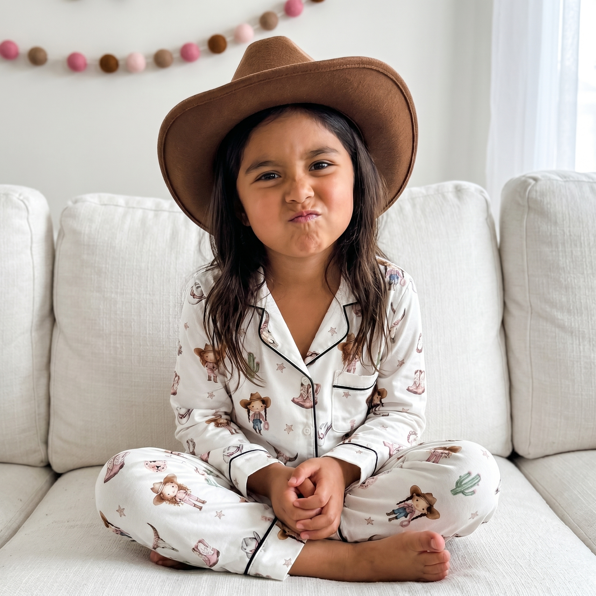 Long-sleeved Kid's Pajama Set in Western Girl