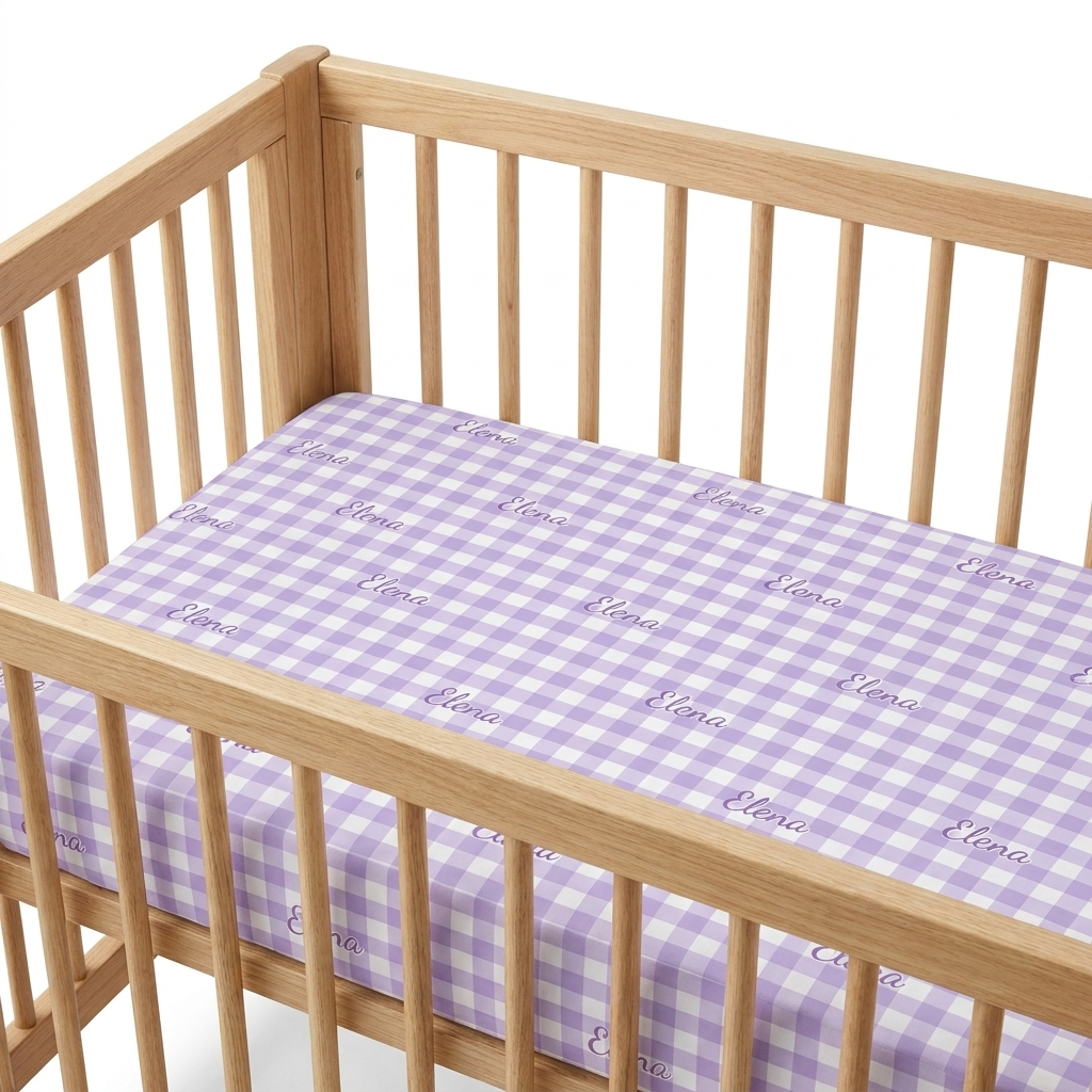Personalized Crib Sheet in Lilac Gingham