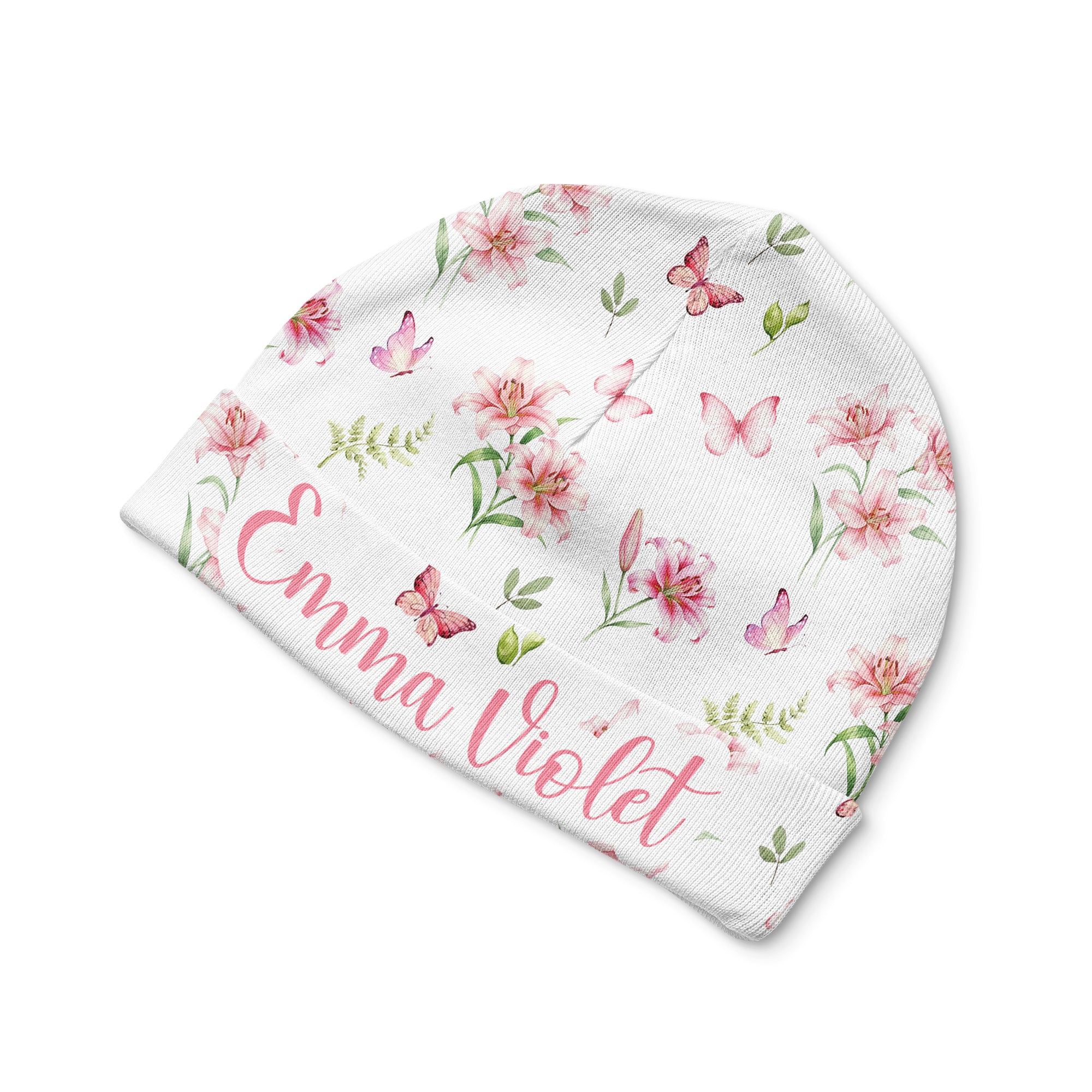 Personalized Beanie in Pink Lilys