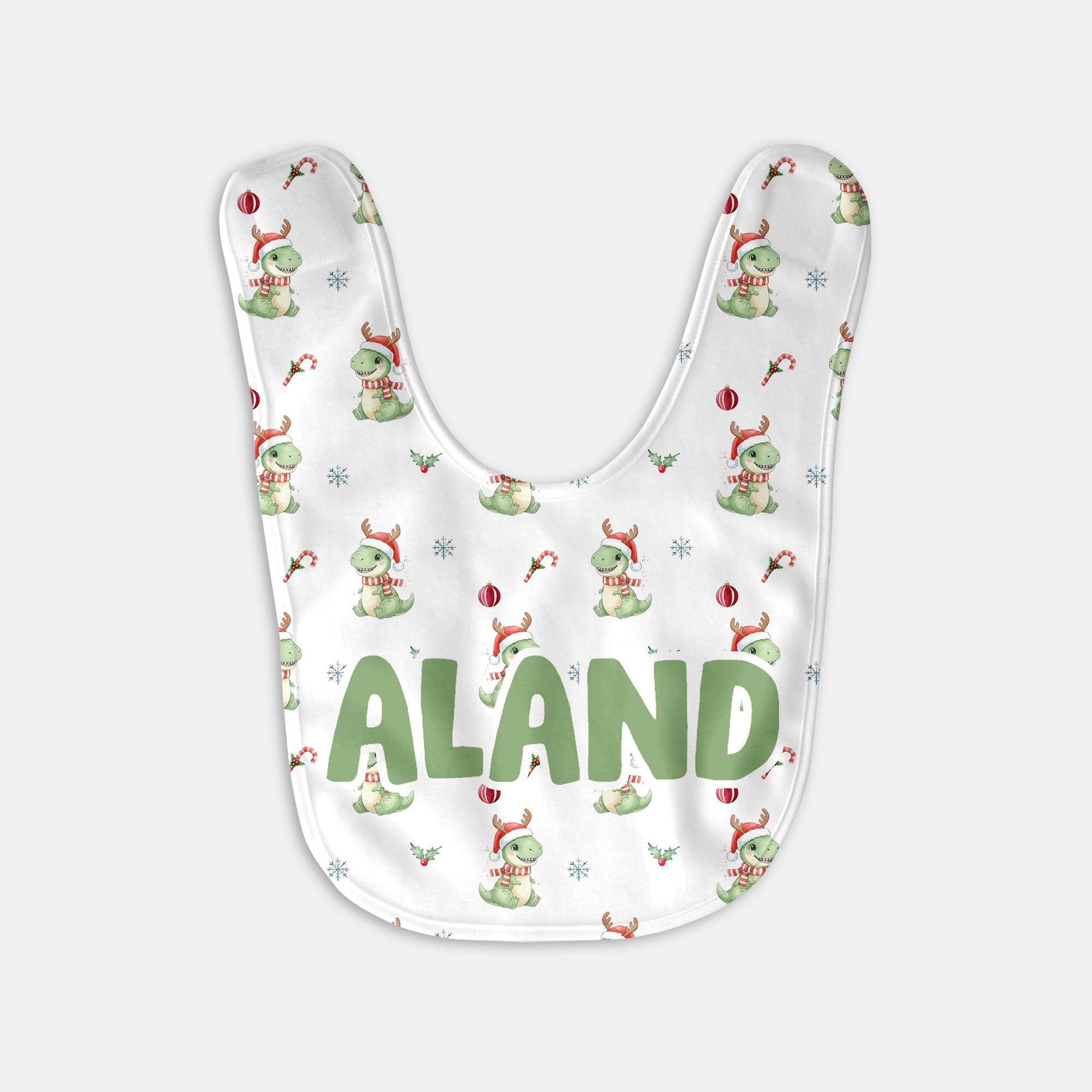 Personalized Bib and Burp Cloth Set in Dinosaur's Christmas
