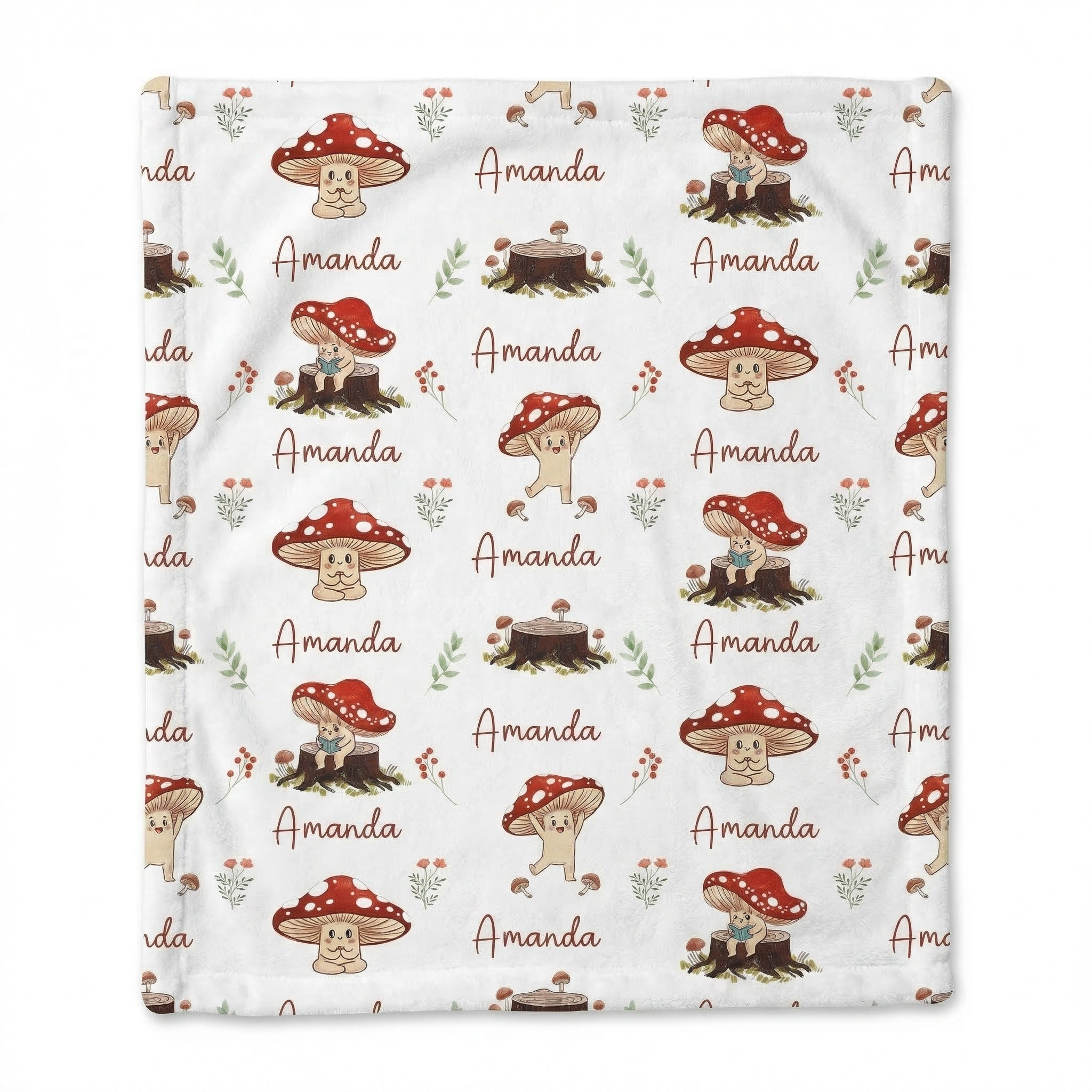 Personalized Lovey Blanket in Mushroom