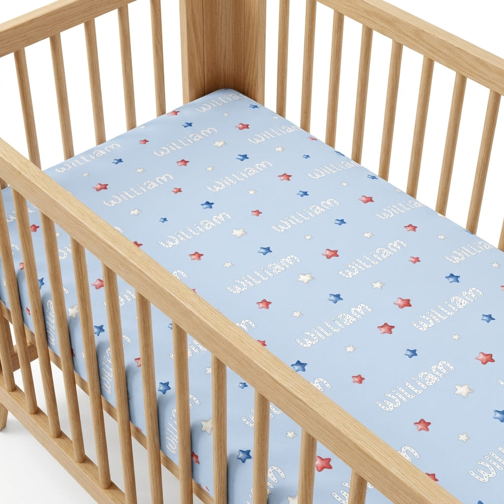 Personalized Crib Sheet in July Twinkle