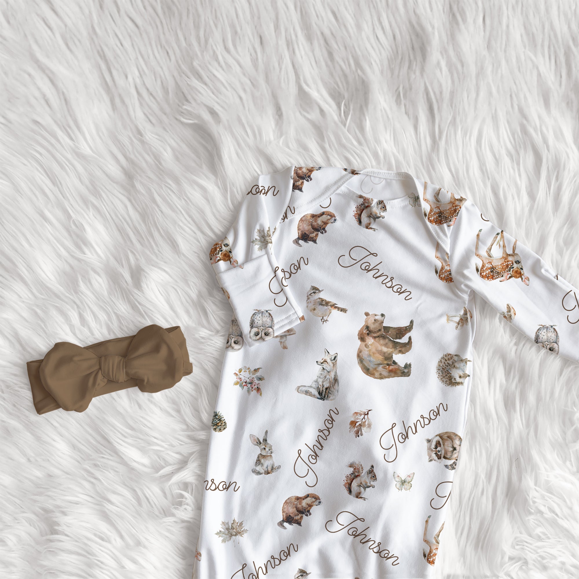 Personalized Sleep Gown in Woodland Animals