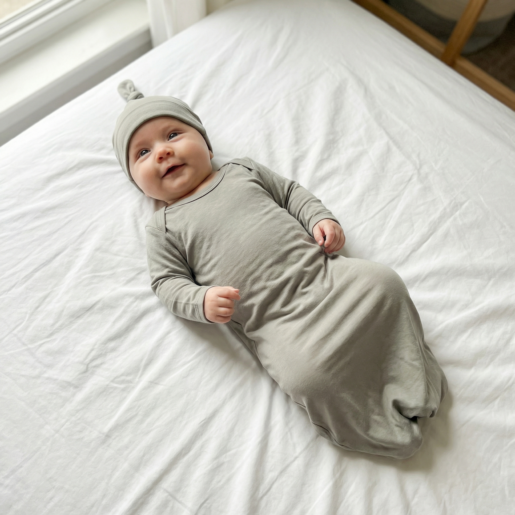 Sleep Gown with Hat Set in Smoke