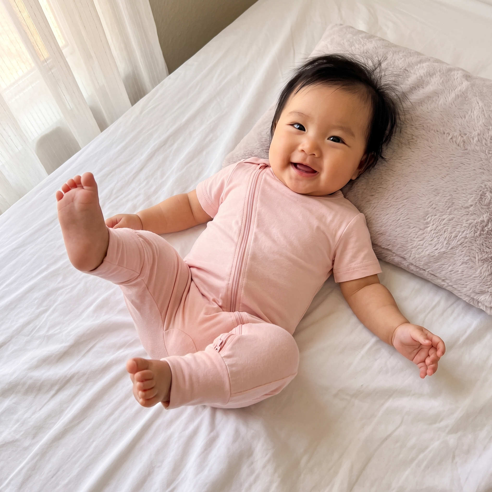 Shirt Zipper Romper in Pink