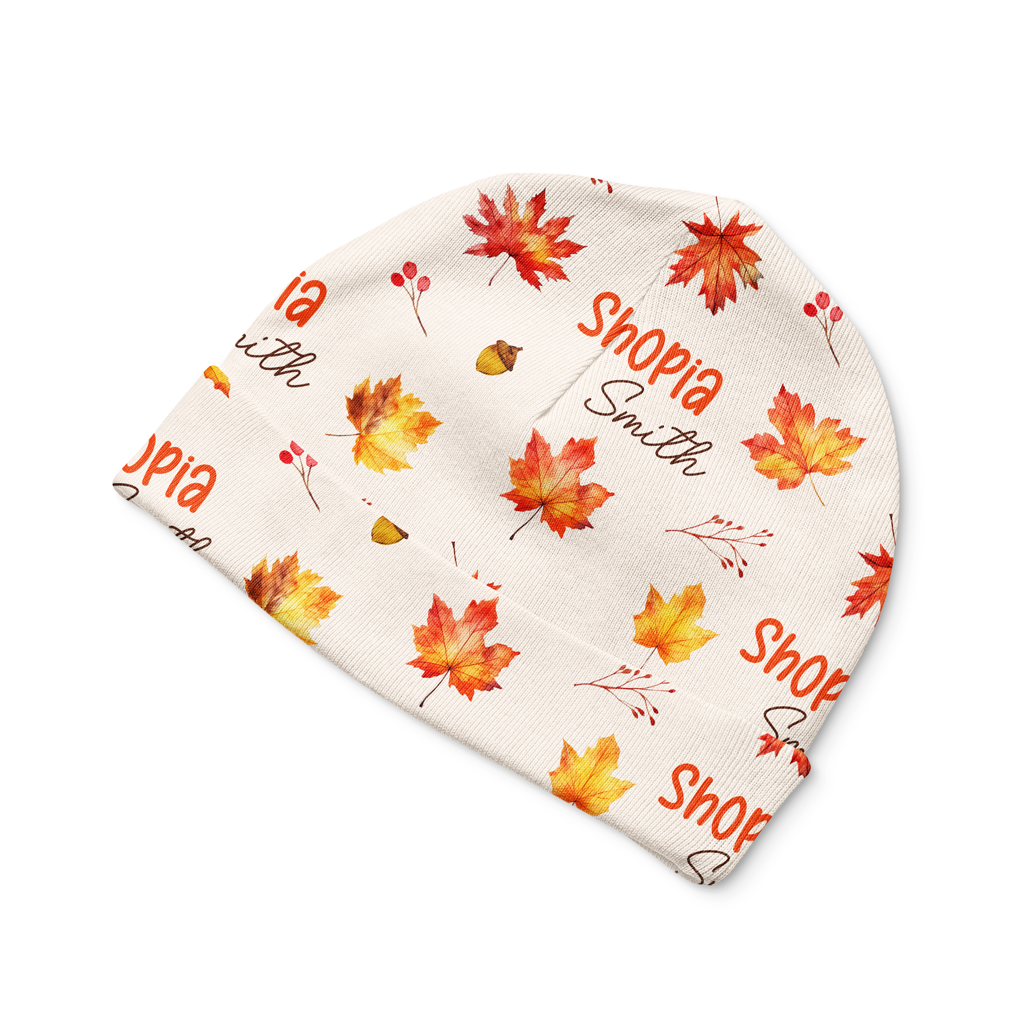 Personalized Beanie in Autumn Leaves
