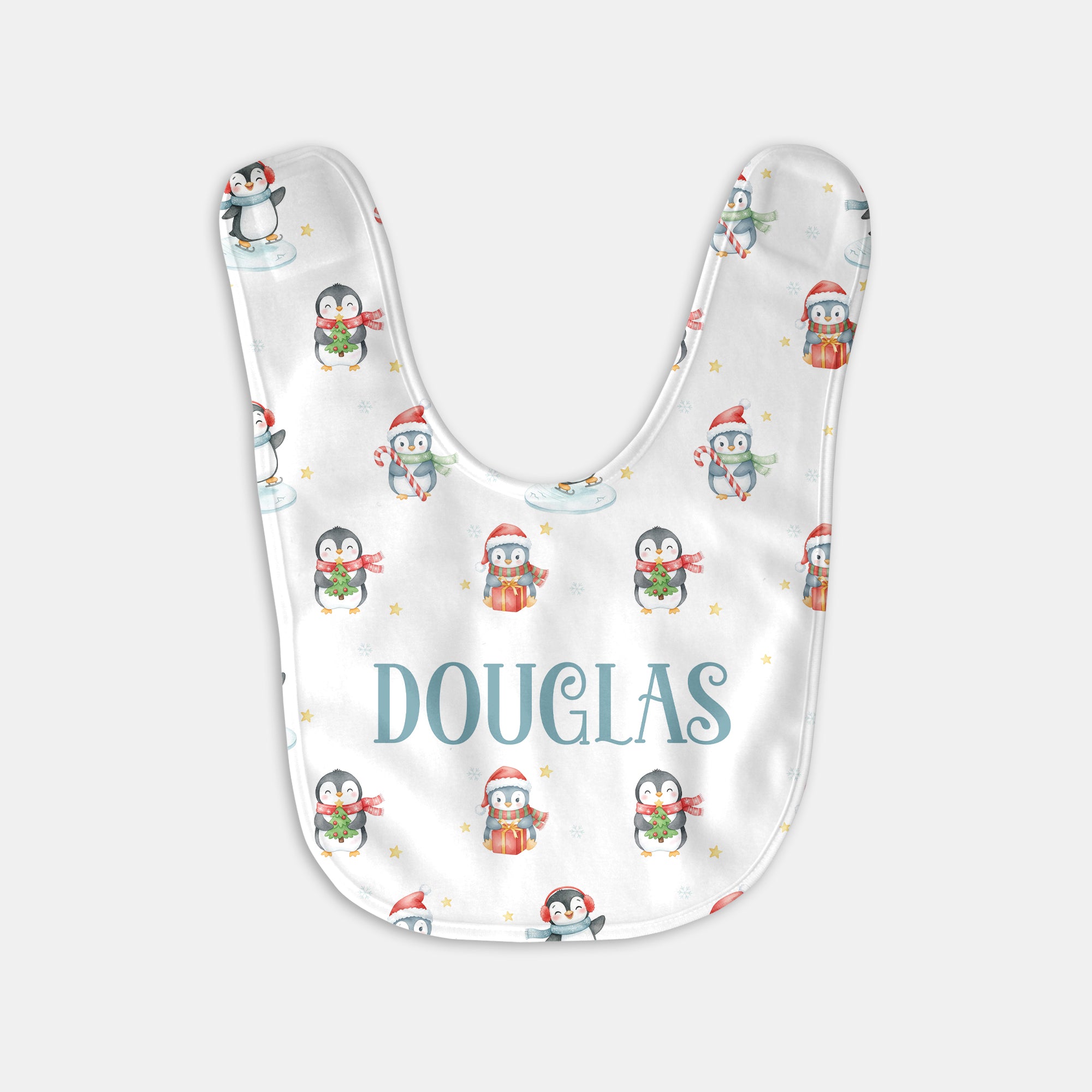 Personalized Bib and Burp Cloth Set in Snow Penguin