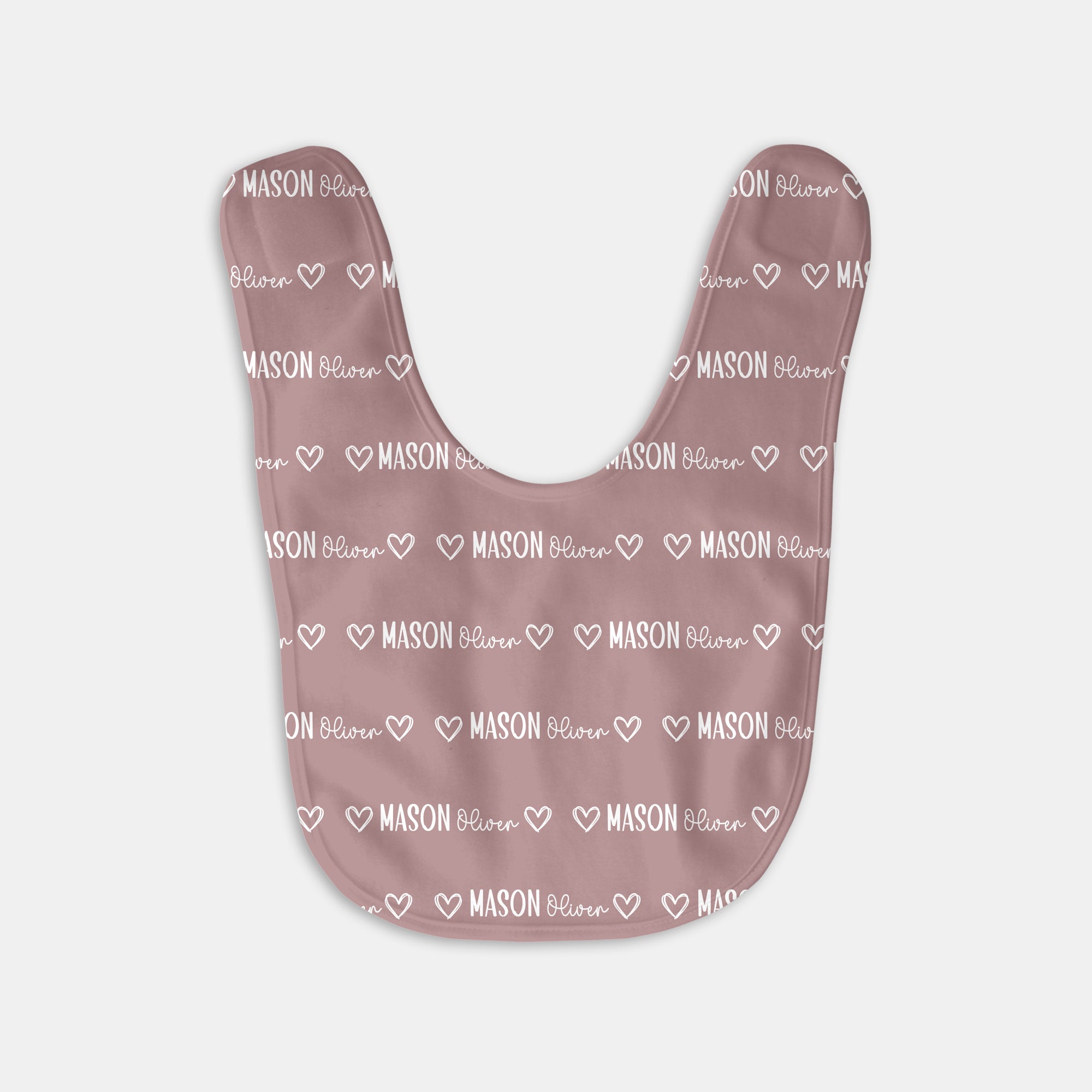 Personalized Bib and Burp Cloth Set Mono Name in Mauve