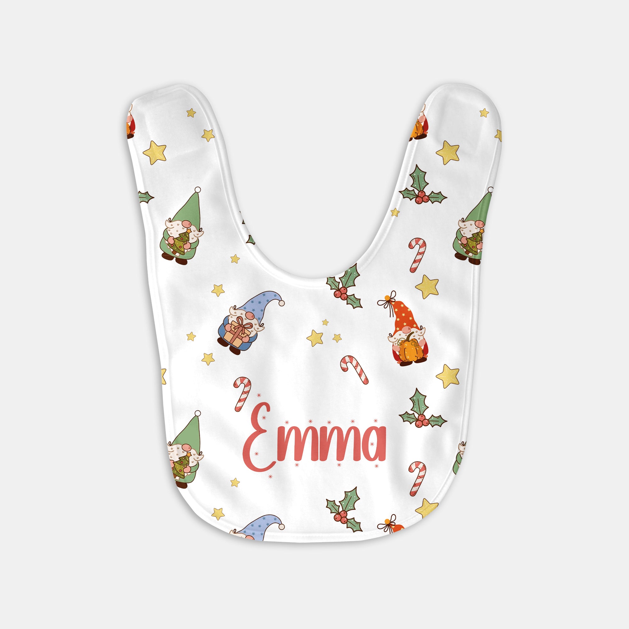 Personalized Bib and Burp Cloth Set in Christmas Gnomes