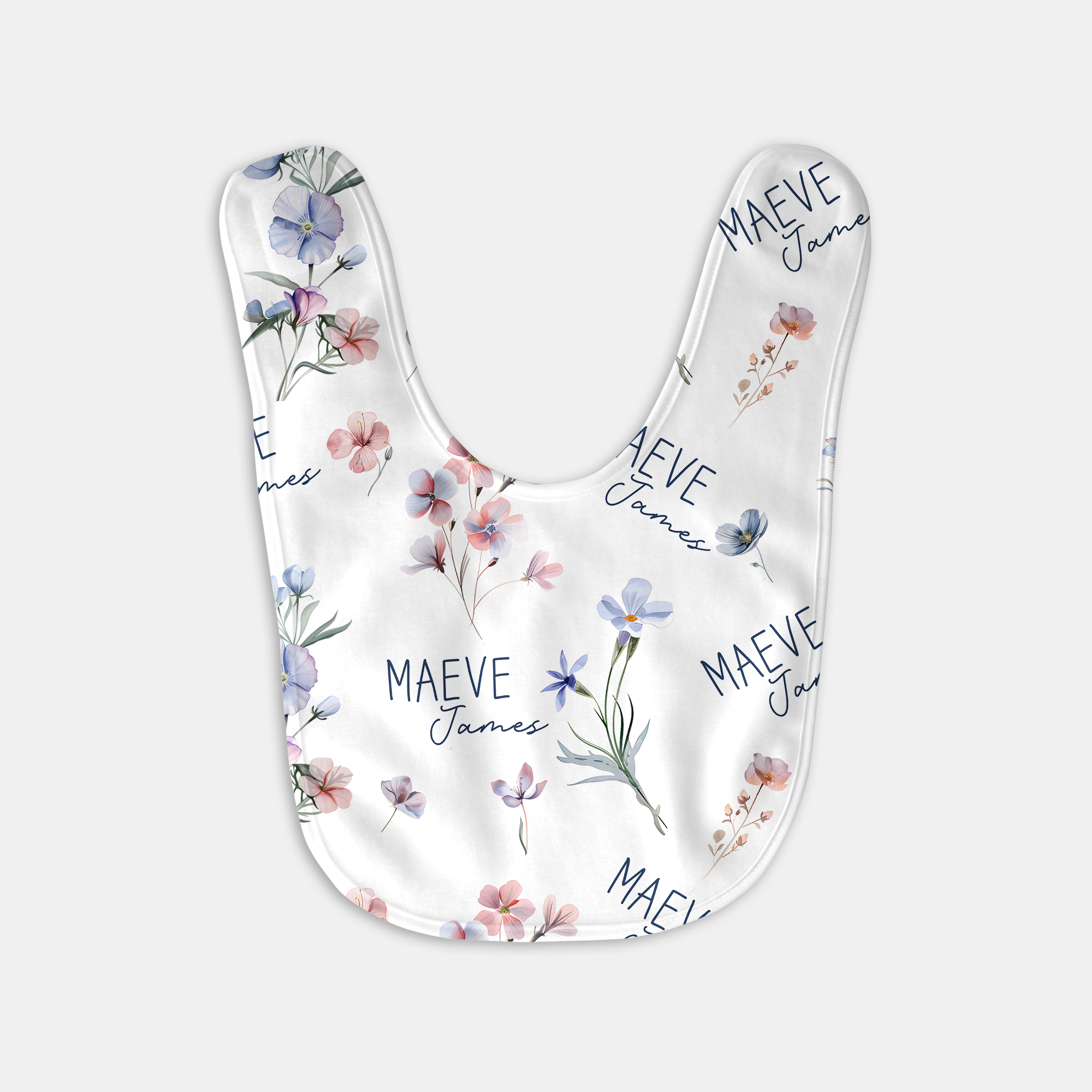 Personalized Bib and Burp Cloth Set in Pretty Wildflower