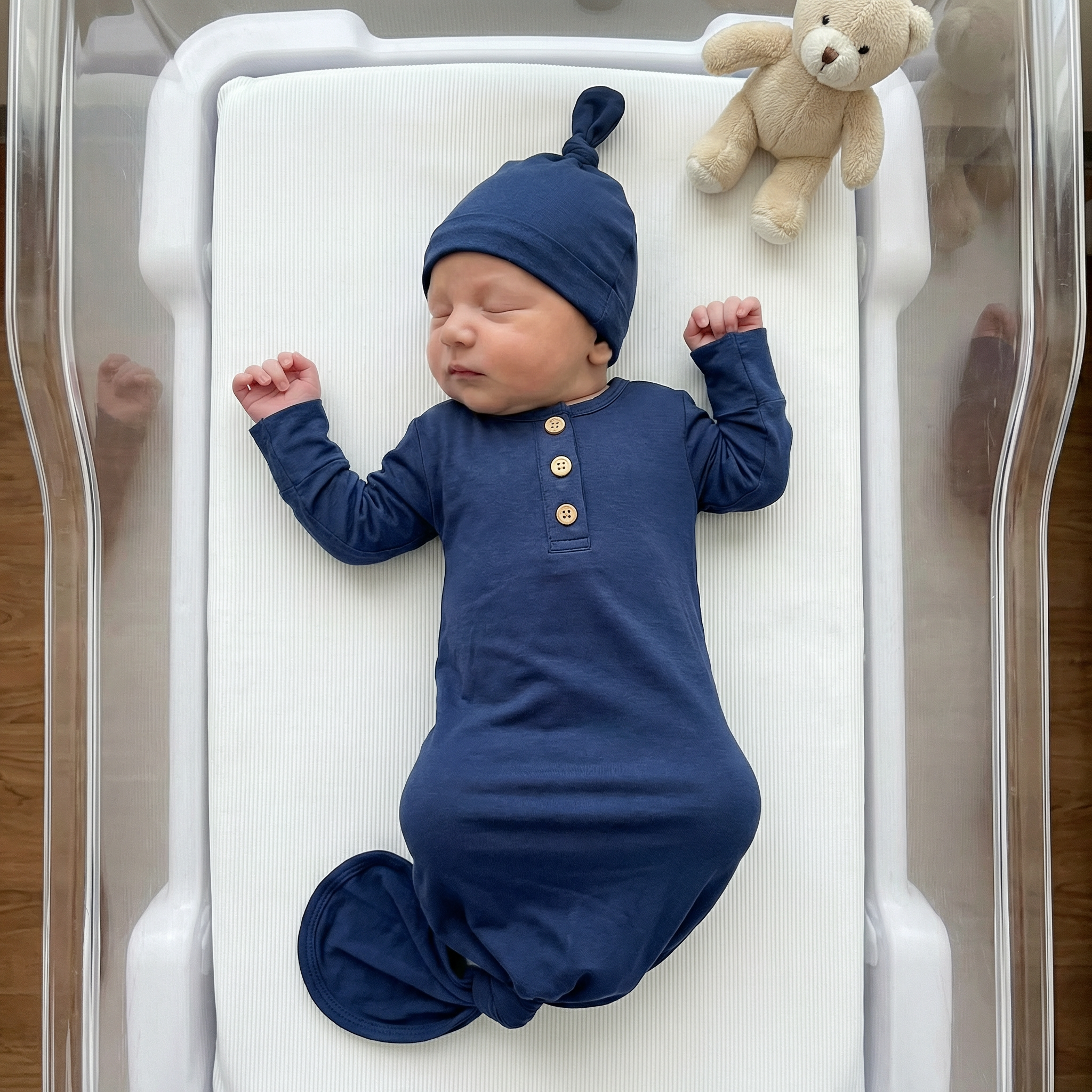 Knotted Gown with Hat in Midnight Blue